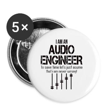 Audio Engineer Sound Engineer Sound Engineer Mixer - Buttons small 1''/25 mm (5-pack) - white - Front