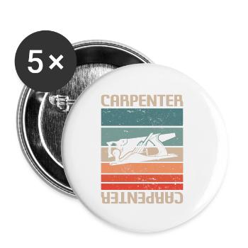 Retro Vintage Classic Carpenter Carpentry - Buttons klein 25 mm (5er Pack) - Weiß - Vorne