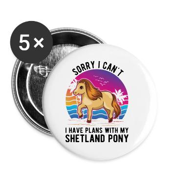 Shetlandpony Shetland-Pony Shetty - Buttons klein 25 mm (5er Pack) - Weiß - Vorne