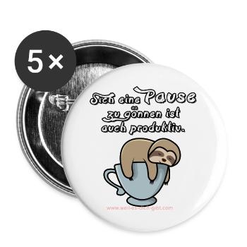 Sich eine Pause zu gönnen ist auch produktiv - Buttons klein 25 mm (5er Pack) - Weiß - Vorne