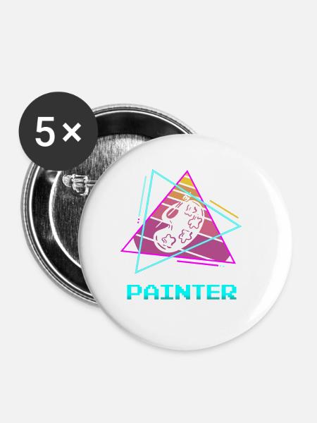 Retro Painter Paint Painting - Buttons klein 25 mm (5er Pack) - Weiß