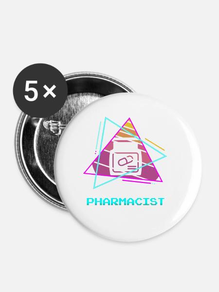 Retro Pharmacist Pharmaceutical Pharmacy - Buttons klein 25 mm (5er Pack) - Weiß