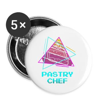 Retro Pastry Chef Pastries - Buttons small 1''/25 mm (5-pack) - white - Front