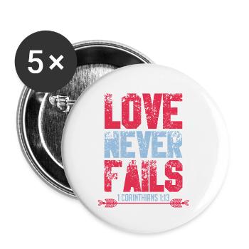 Verset biblique Jésus Amour - Lot de 5 petits badges (25 mm) - blanc - Devant
