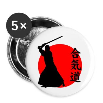 Aikido - Buttons klein 25 mm (5er Pack) - Weiß - Vorne
