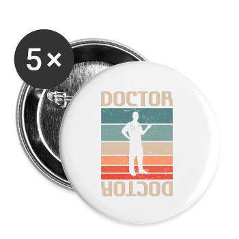 Rétro Vintage Classic Doctor Medical - Lot de 5 petits badges (25 mm) - blanc - Devant