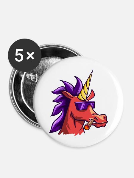 Unicorn - Buttons klein 25 mm (5er Pack) - Weiß