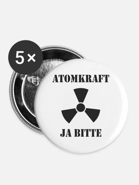 Atomkraft, Ja bitte - Buttons klein 25 mm (5er Pack) - Weiß