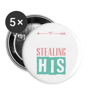 Couple Heart Love - Buttons small 1''/25 mm (5-pack) - white - Front