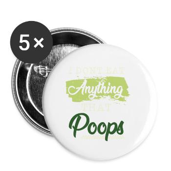Vegan dicton drôle - Lot de 5 petits badges (25 mm) - blanc - Devant