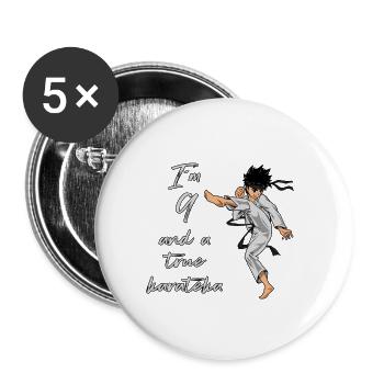 Ich bin 9 - Jungen Karate - Buttons klein 25 mm (5er Pack) - Weiß - Vorne