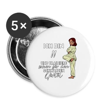 Ich bin 11 - Mädchen Karate - Buttons klein 25 mm (5er Pack) - Weiß - Vorne
