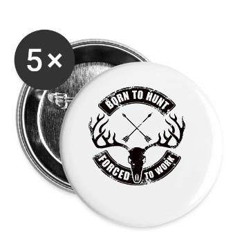 Jäger Bogenschießen Wald Hirsch Jagdhund Reh - Buttons klein 25 mm (5er Pack) - Weiß - Vorne