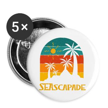 Seascapade Summer Trip Tropical Travel Beach - Buttons klein 25 mm (5er Pack) - Weiß - Vorne