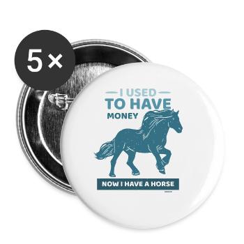 Drôle de dicton pour les amoureux des chevaux - Lot de 5 petits badges (25 mm) - blanc - Devant