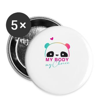 My Body - My Choice - Buttons klein 25 mm (5er Pack) - Weiß - Vorne