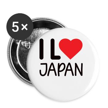 japan Asien Mitte Japanisch Herz - Buttons klein 25 mm (5er Pack) - Weiß - Vorne