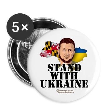Maryland Ukraine Supporters Merch Design - Buttons small 1''/25 mm (5-pack) - white - Front