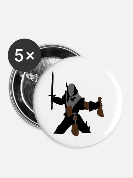 Schwertkämpfer - Buttons klein 25 mm (5er Pack) - Weiß