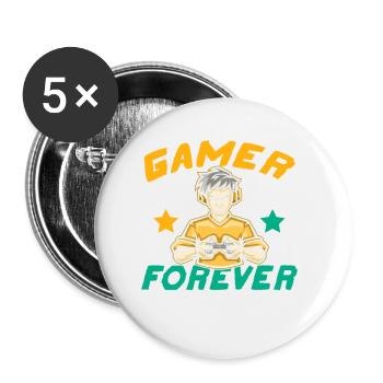 Gamer - Buttons klein 25 mm (5er Pack) - Weiß - Vorne