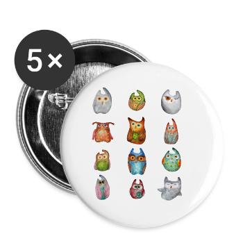 Eule Uhu Tier Waldtier Steinkauz Schleiereulen Fun - Buttons klein 25 mm (5er Pack) - Weiß - Vorne