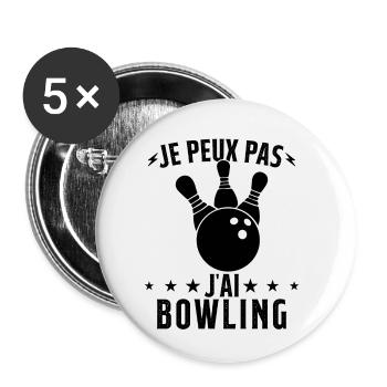Je Peux Pas J'ai Bowling - Lot de 5 petits badges (25 mm) - blanc - Devant