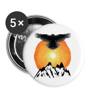 Rayons de soleil Raven Mountains Au-delà de la nature Soleil - Lot de 5 petits badges (25 mm) - blanc - Devant