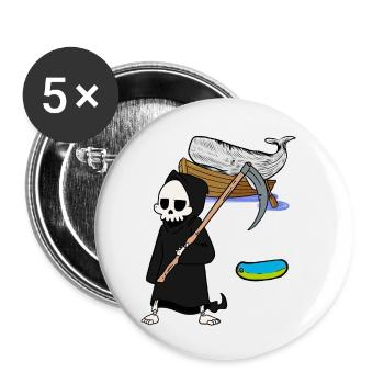 Marine mammals Whale Fish Grim Reaper Environmental protection - Buttons small 1''/25 mm (5-pack) - white - Front