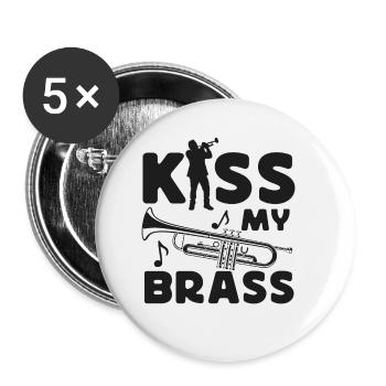 Le trompettiste Pun Kiss My Brass - Lot de 5 petits badges (25 mm) - blanc - Devant