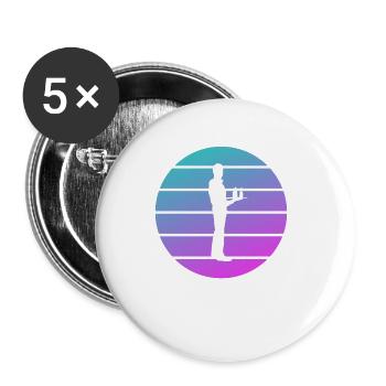 Retro Vintage Waiter Restaurant Serving - Buttons small 1''/25 mm (5-pack) - white - Front