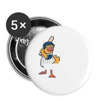 Duck Bird Baseball Gift - Buttons small 1''/25 mm (5-pack) - white - Front