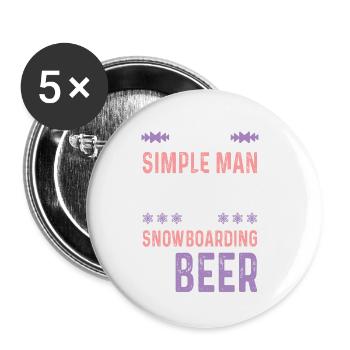 snowboarding und bier - Buttons klein 25 mm (5er Pack) - Weiß - Vorne