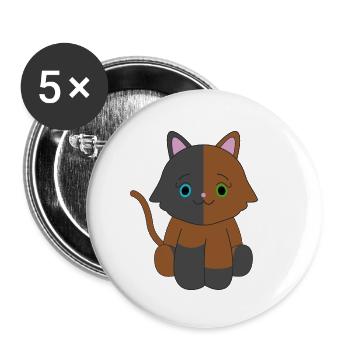 Chat brun et noir - Lot de 5 petits badges (25 mm) - blanc - Devant
