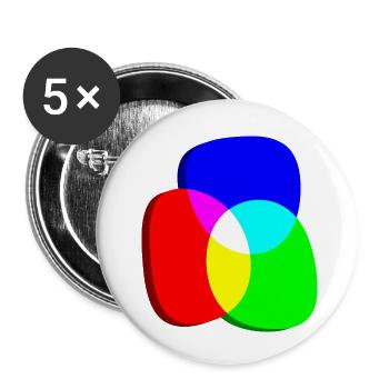 RGB Farbkreise exzentrisch - Buttons klein 25 mm (5er Pack) - Weiß - Vorne