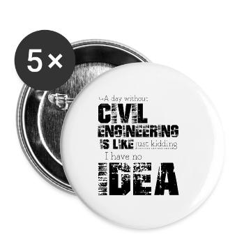 Génie civil - Lot de 5 petits badges (25 mm) - blanc - Devant