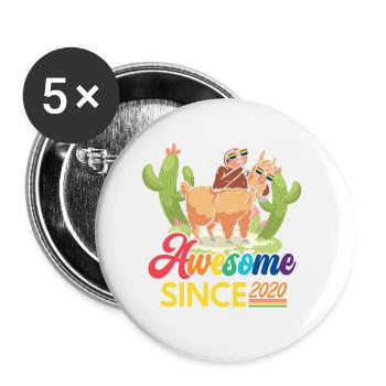 Awesome Since 2020 Year of birth sheep anniversary - Buttons small 1''/25 mm (5-pack) - white - Front