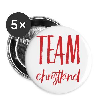 TEAM CHRISTKIND. Weihnachten Merry Christmas X-Mas - Buttons klein 25 mm (5er Pack) - Weiß - Vorne