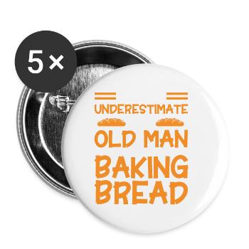 Bread Baking Gift Bakery Quote Baker - Buttons small 1''/25 mm (5-pack) - white - Front