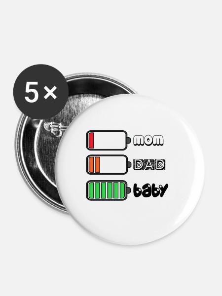 Parents Battery - Buttons klein 25 mm (5er Pack) - Weiß