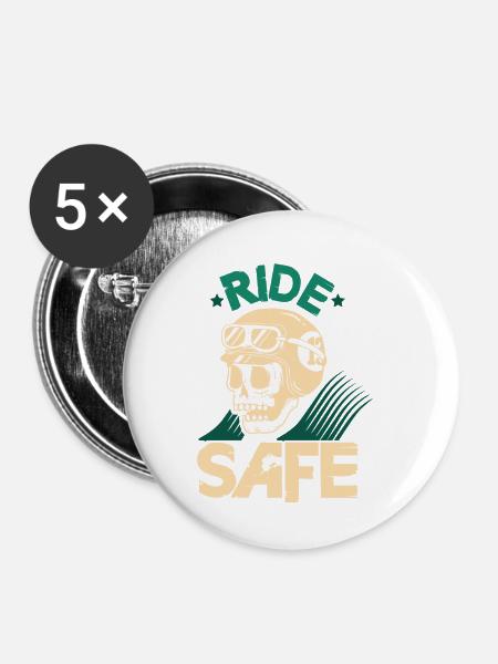motorrad ride - Buttons klein 25 mm (5er Pack) - Weiß