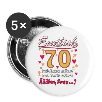 ENDLICH 70 - Buttons klein 25 mm (5er Pack) - Weiß - Vorne