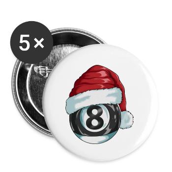 Billardspieler Weihnachtsmotiv Billardfan Geschenk - Buttons klein 25 mm (5er Pack) - Weiß - Vorne