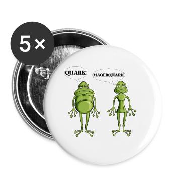 Lustiges Forsch Frösche Quark Magerquark Wortwitz - Buttons klein 25 mm (5er Pack) - Weiß - Vorne