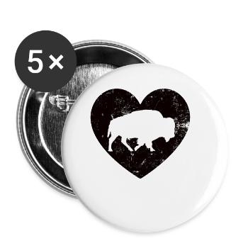 Buffalo Ox Vintage Bison - Buttons small 1''/25 mm (5-pack) - white - Front