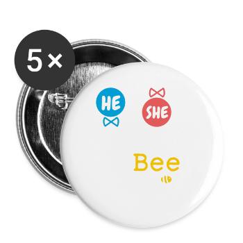 Il ou elle Grampa à Bee Sexe Révéler le bébé de la famille - Lot de 5 petits badges (25 mm) - blanc - Devant