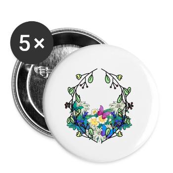 Frühlingsanfang Jahreszeit Naturliebhaber Umwelt - Buttons klein 25 mm (5er Pack) - Weiß - Vorne