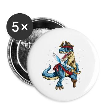 Pirate Dino T-Rex Pirate Outfit Eye Patch Sabre - Buttons small 1''/25 mm (5-pack) - white - Front