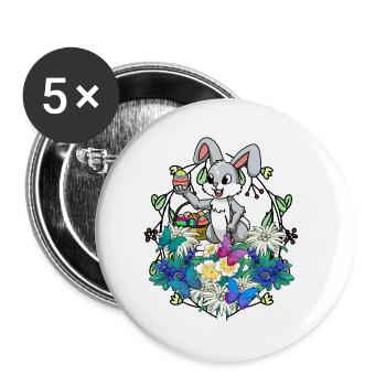 Frühlingsanfang Ostereier Osterhase Pinsel Ostern - Buttons klein 25 mm (5er Pack) - Weiß - Vorne