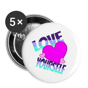 Love yourself - Buttons klein 25 mm (5er Pack) - Weiß - Vorne