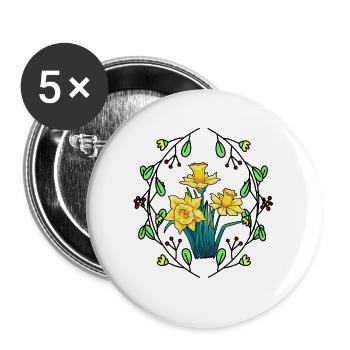 Cuisson des fleurs Jonquilles Nature Jardinier Flore - Lot de 5 petits badges (25 mm) - blanc - Devant